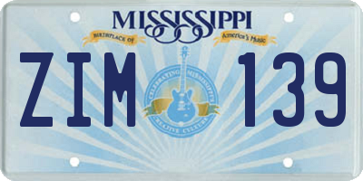 MS license plate ZIM139