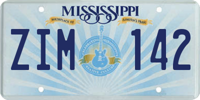 MS license plate ZIM142