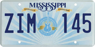 MS license plate ZIM145