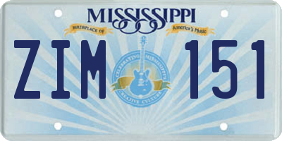 MS license plate ZIM151