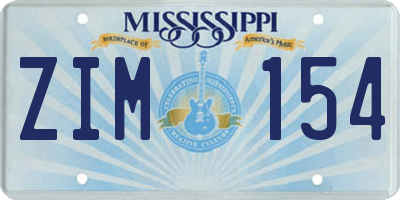 MS license plate ZIM154