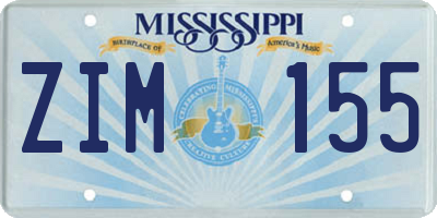 MS license plate ZIM155