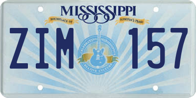 MS license plate ZIM157