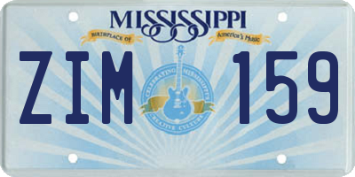 MS license plate ZIM159