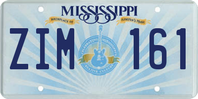 MS license plate ZIM161
