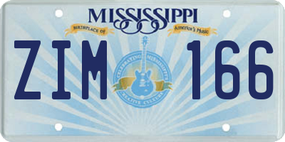 MS license plate ZIM166