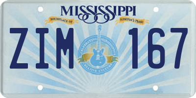 MS license plate ZIM167