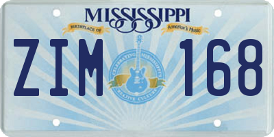 MS license plate ZIM168