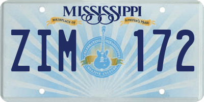 MS license plate ZIM172