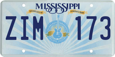 MS license plate ZIM173