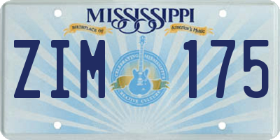 MS license plate ZIM175