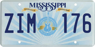 MS license plate ZIM176