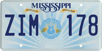 MS license plate ZIM178