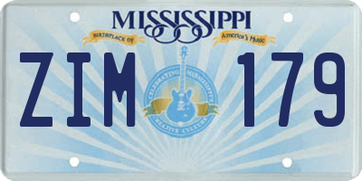 MS license plate ZIM179