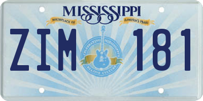 MS license plate ZIM181