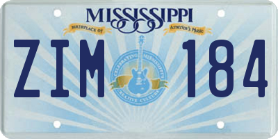 MS license plate ZIM184
