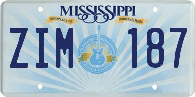 MS license plate ZIM187