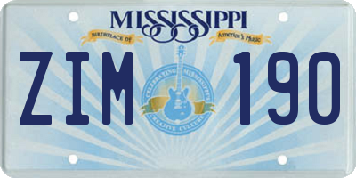 MS license plate ZIM190