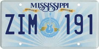 MS license plate ZIM191