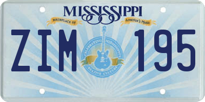 MS license plate ZIM195