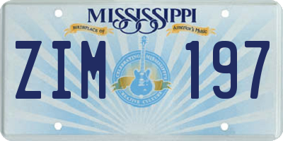 MS license plate ZIM197