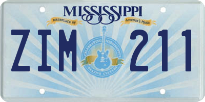 MS license plate ZIM211