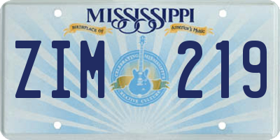 MS license plate ZIM219