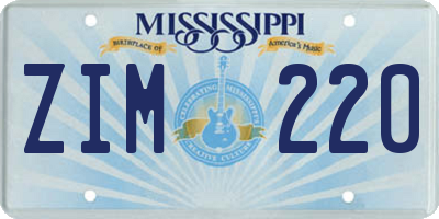 MS license plate ZIM220