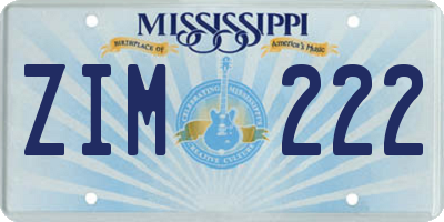 MS license plate ZIM222