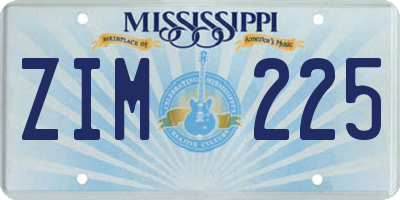 MS license plate ZIM225