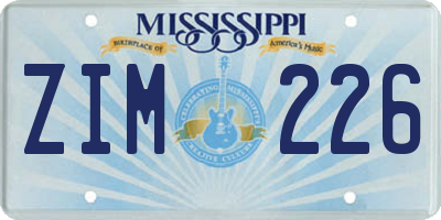 MS license plate ZIM226