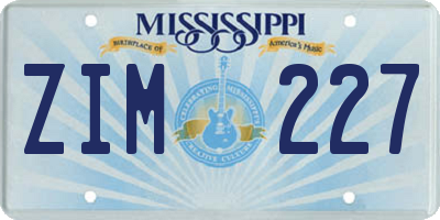 MS license plate ZIM227
