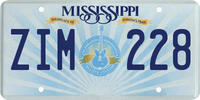 MS license plate ZIM228