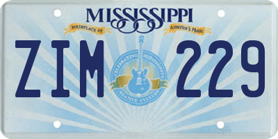 MS license plate ZIM229