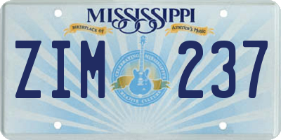 MS license plate ZIM237