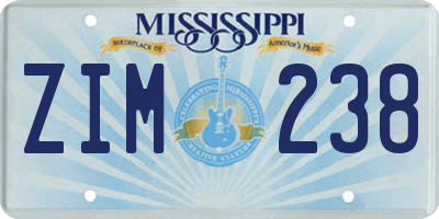 MS license plate ZIM238