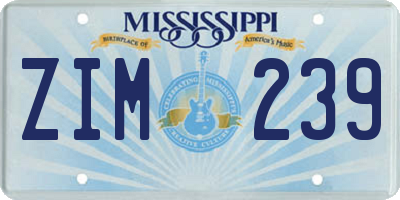 MS license plate ZIM239