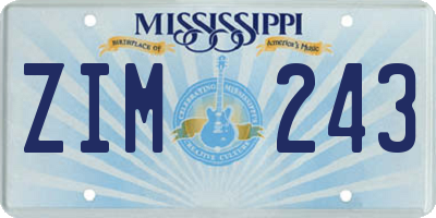 MS license plate ZIM243