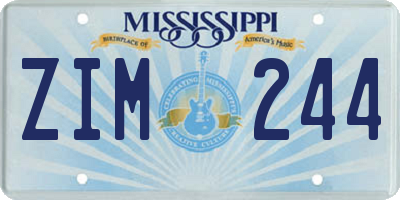 MS license plate ZIM244