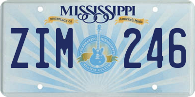 MS license plate ZIM246