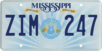 MS license plate ZIM247