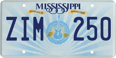 MS license plate ZIM250