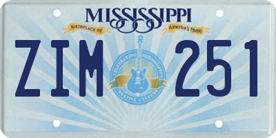 MS license plate ZIM251
