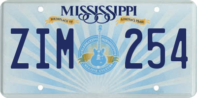 MS license plate ZIM254