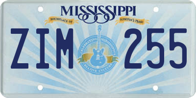 MS license plate ZIM255