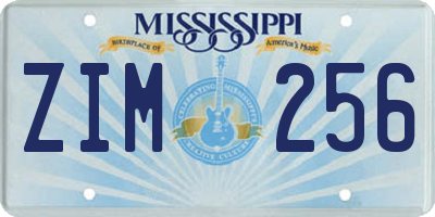 MS license plate ZIM256