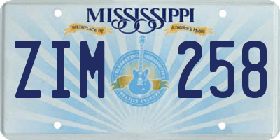 MS license plate ZIM258