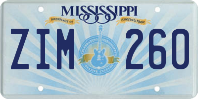 MS license plate ZIM260