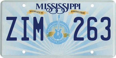 MS license plate ZIM263