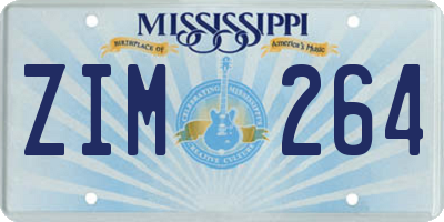 MS license plate ZIM264